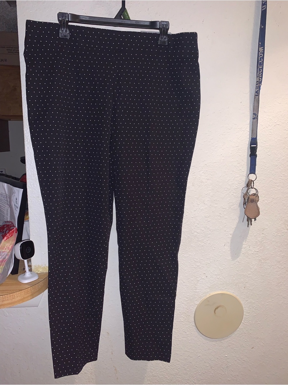 Talbots Black Skinny Ankle Pants with White Dot Print